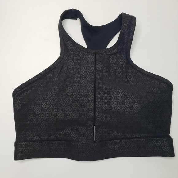 Zyia Active Flower Power Sports Bra Sz S Black High Neck Racerback - Picture 3 of 10